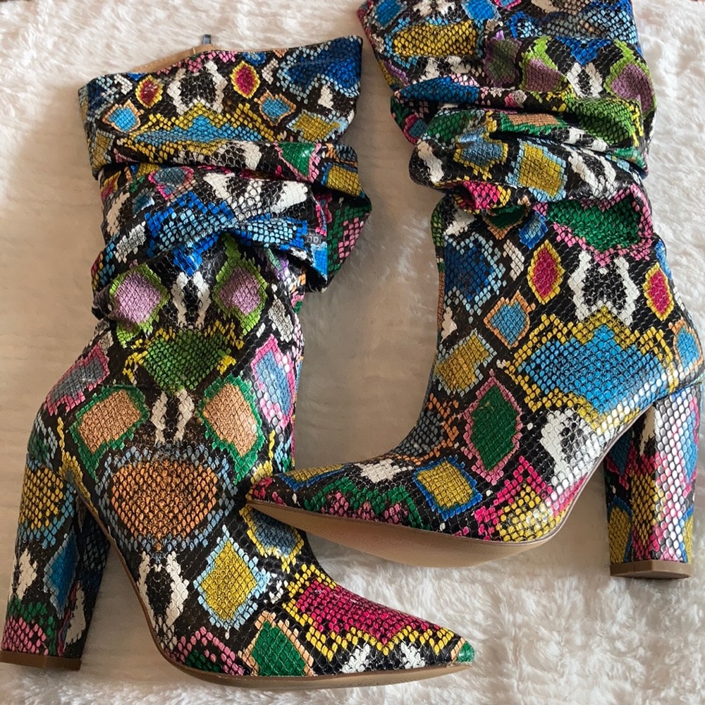 Women’s faux snake print boots